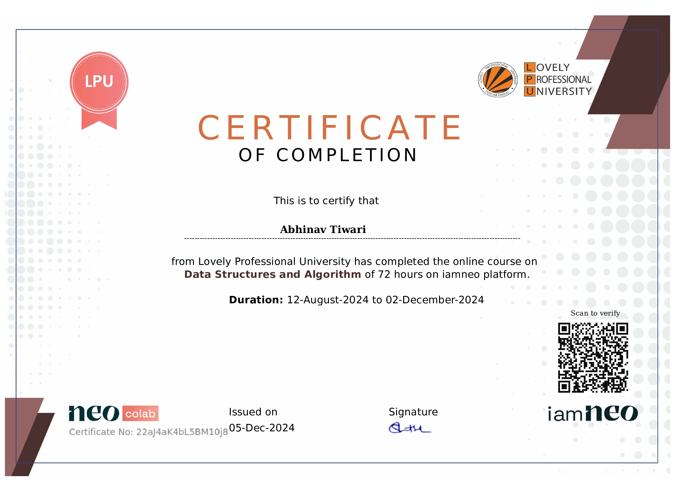DSA Certificate